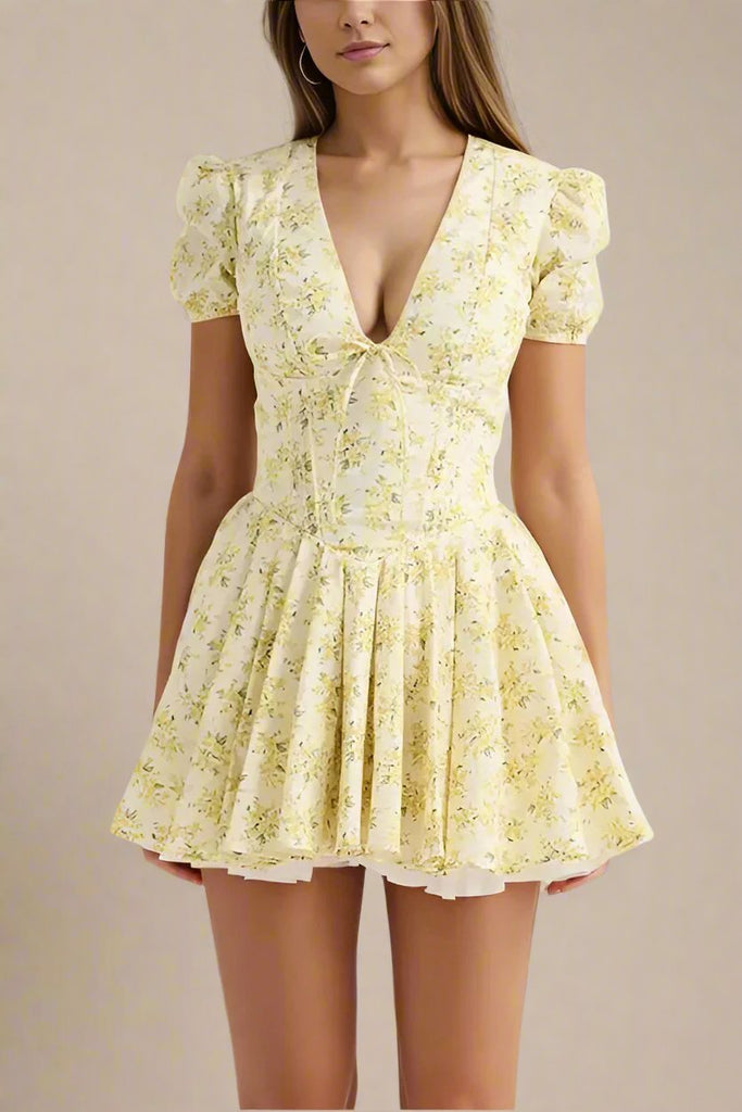 Shop  yellow dress - Perfect for special occasions | Kacey Day Mini Dress - Sun Yellow