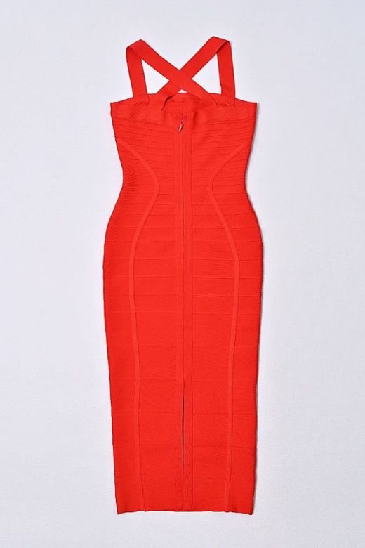 Stylish red dress | Kendall Bandage Midi Dress - Lipstick Red - Ideal for special occasions