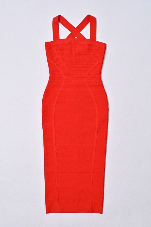 Kendall Bandage Midi Dress - Lipstick Red - Stylish red dress for special occasions | Buy Online