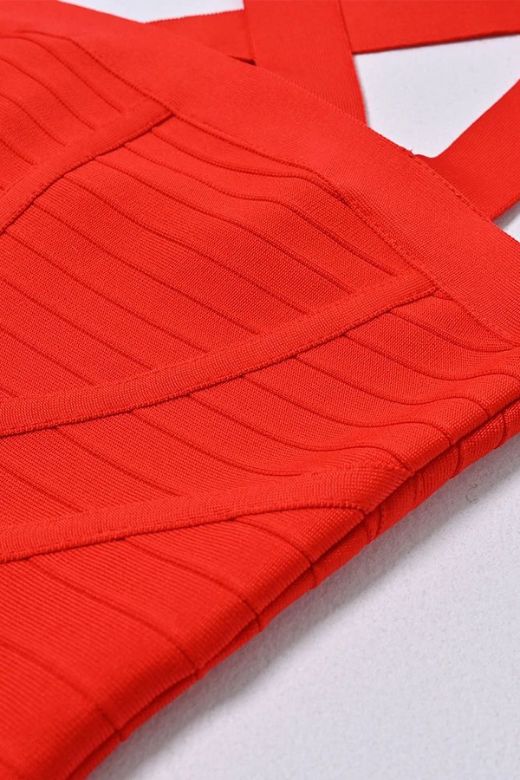 Kendall Bandage Midi Dress - Lipstick Red - Stylish red dress for special occasions | Buy Online