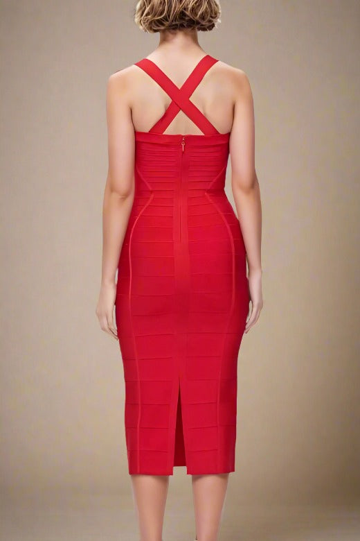 Shop  red dress - Perfect for special occasions | Kendall Bandage Midi Dress - Lipstick Red