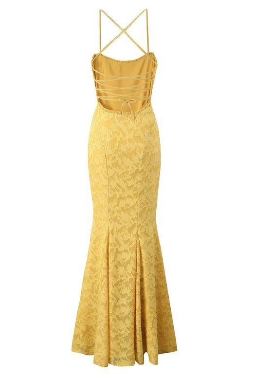 Stylish yellow dress | Kora Bodycon Maxi Dress - Lemon Yellow - Ideal for special occasions