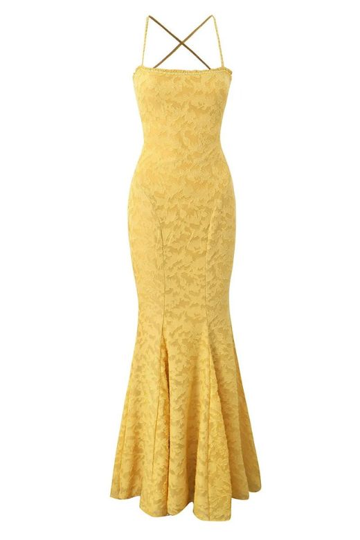 Stylish yellow dress | Kora Bodycon Maxi Dress - Lemon Yellow - Ideal for special occasions
