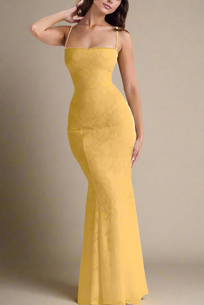 Kora Bodycon Maxi Dress - Lemon Yellow - Stylish yellow dress for special occasions | Buy Online