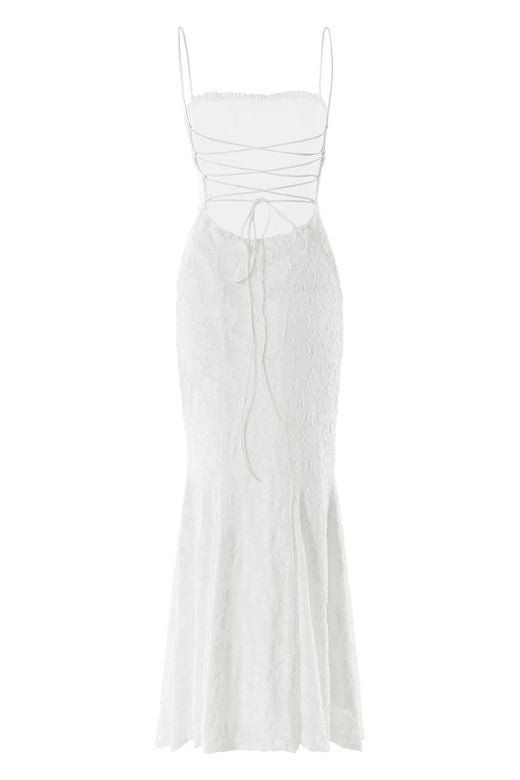 Kora Bodycon Maxi Dress - White Pearl - Stylish white dress for special occasions | Buy Online