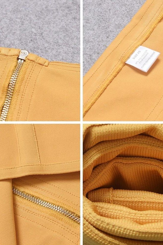 Lea Bandage Midi Dress - Mustard Yellow - Stylish yellow dress for special occasions | Buy Online