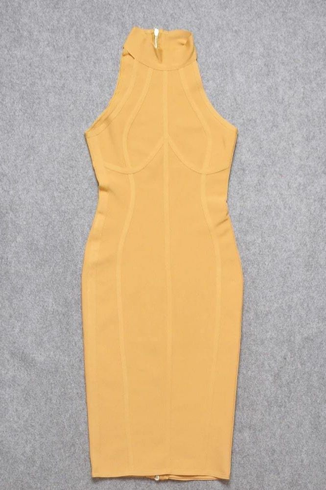 Shop  yellow dress - Perfect for special occasions | Lea Bandage Midi Dress - Mustard Yellow