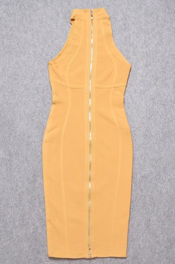 Shop  yellow dress - Perfect for special occasions | Lea Bandage Midi Dress - Mustard Yellow