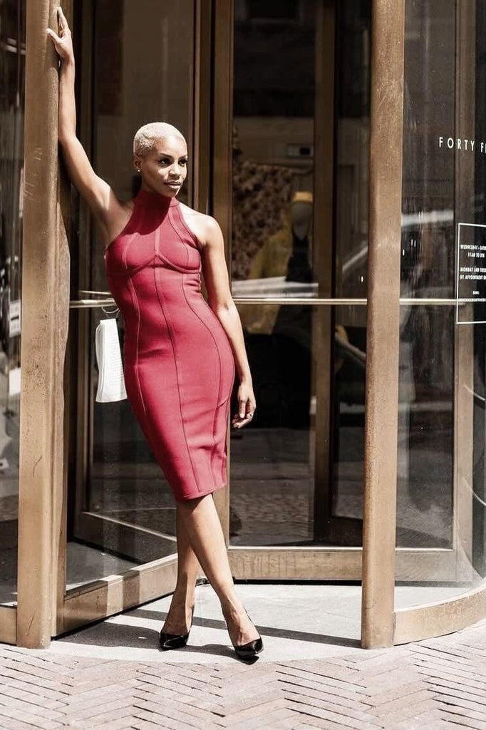 Stylish yellow dress | Lea Bandage Midi Dress - Mustard Yellow - Ideal for special occasions