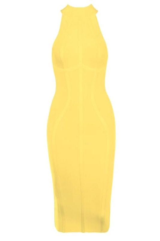 Shop  yellow dress - Perfect for special occasions | Lea Bandage Midi Dress - Mustard Yellow