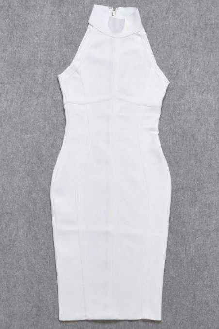 Stylish white dress | Lea Bandage Midi Dress - White Pearl - Ideal for special occasions