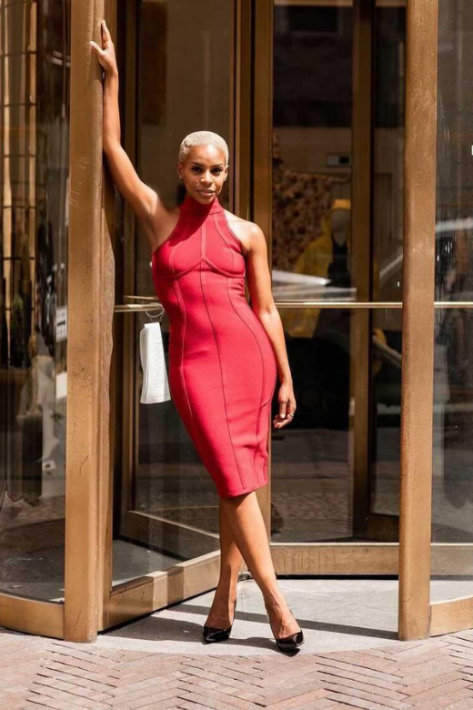 Shop  red dress - Perfect for special occasions | Lea Bandage Midi Dress - Red Wine