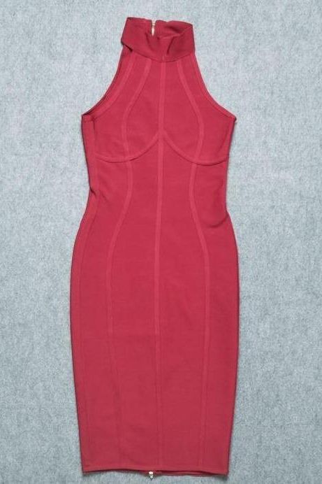 Stylish red dress | Lea Bandage Midi Dress - Red Wine - Ideal for special occasions