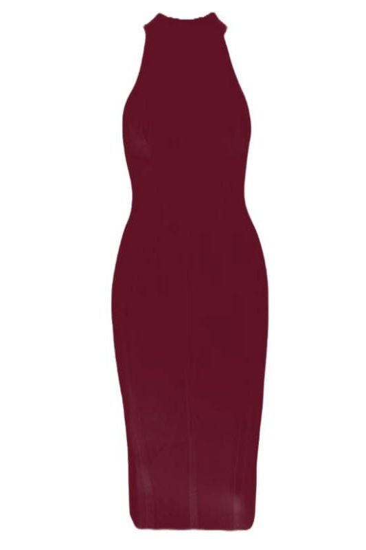 Stylish red dress | Lea Bandage Midi Dress - Red Wine - Ideal for special occasions