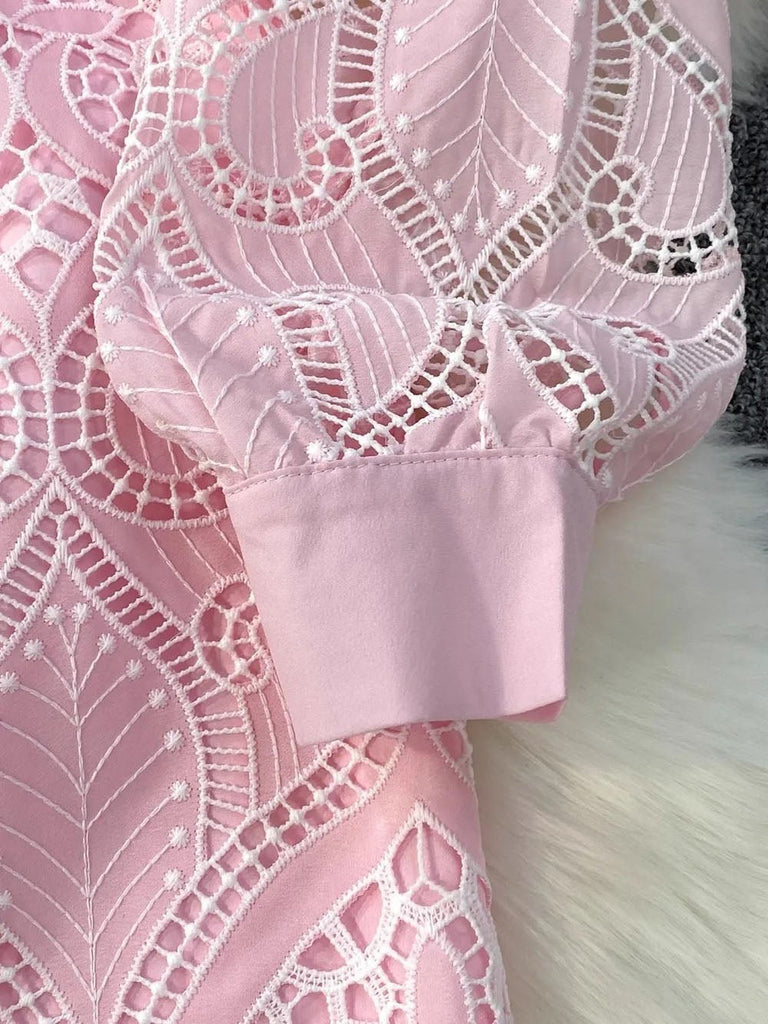 Leah Eyelet Lapel Mini Dress - Stylish beautiful dress for special occasions | Buy Online