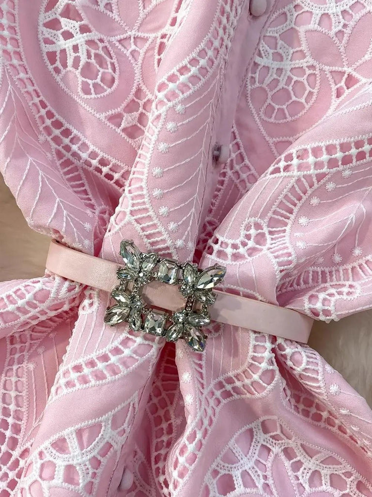 Leah Eyelet Lapel Mini Dress - Stylish beautiful dress for special occasions | Buy Online