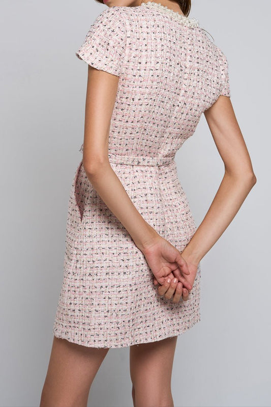 Leigh Short-Sleeve Buttoned Mini Dress
