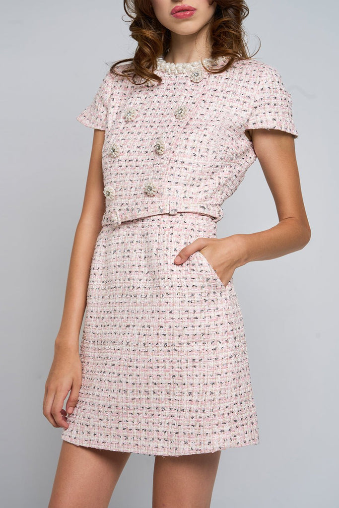 Stylish beautiful dress | Leigh Short-Sleeve Buttoned Mini Dress - Ideal for special occasions