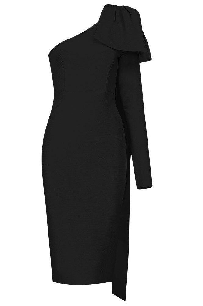 Shop  black dress - Perfect for special occasions | Lela Long Sleeve Bandage Midi Dress - Classic Black