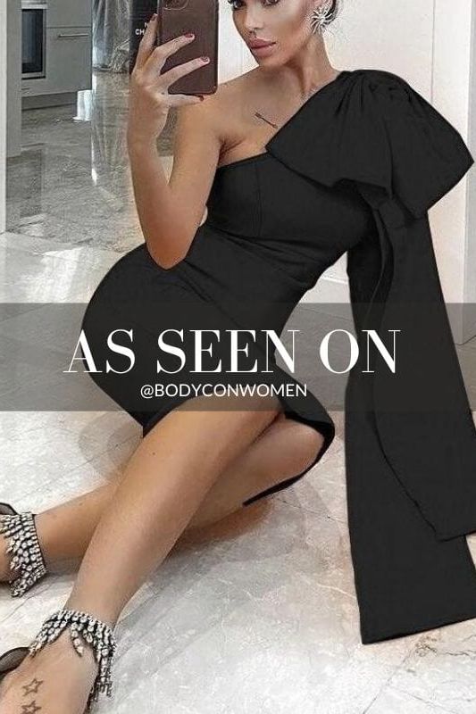 Lela Long Sleeve Bandage Midi Dress - Classic Black - Stylish black dress for special occasions | Buy Online