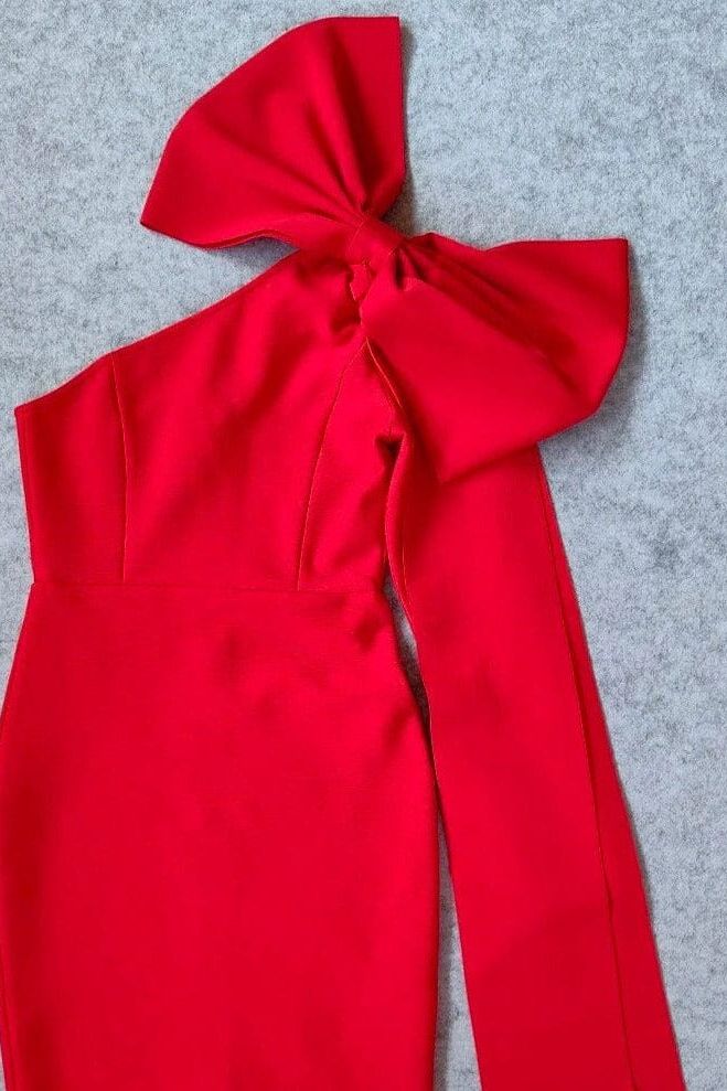 Lela Long Sleeve Bandage Midi Dress - Lipstick Red - Stylish red dress for special occasions | Buy Online