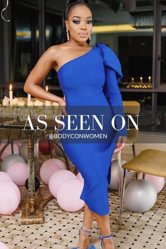 Shop  blue dress - Perfect for special occasions | Lela Long Sleeve Bandage Midi Dress - Royal Blue