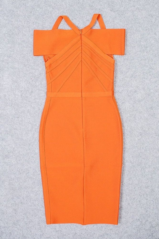Shop  orange dress - Perfect for special occasions | Leo Bandage Midi Dress - Apricot Orange