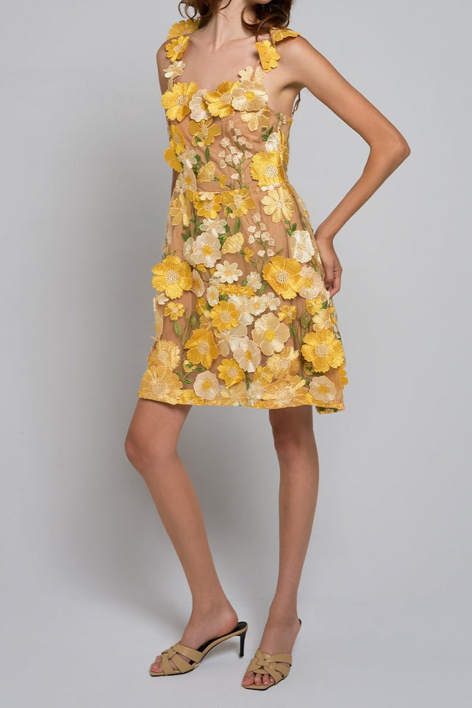 Liora Floral Strapped Flare Mini Dress - Stylish beautiful dress for special occasions | Buy Online