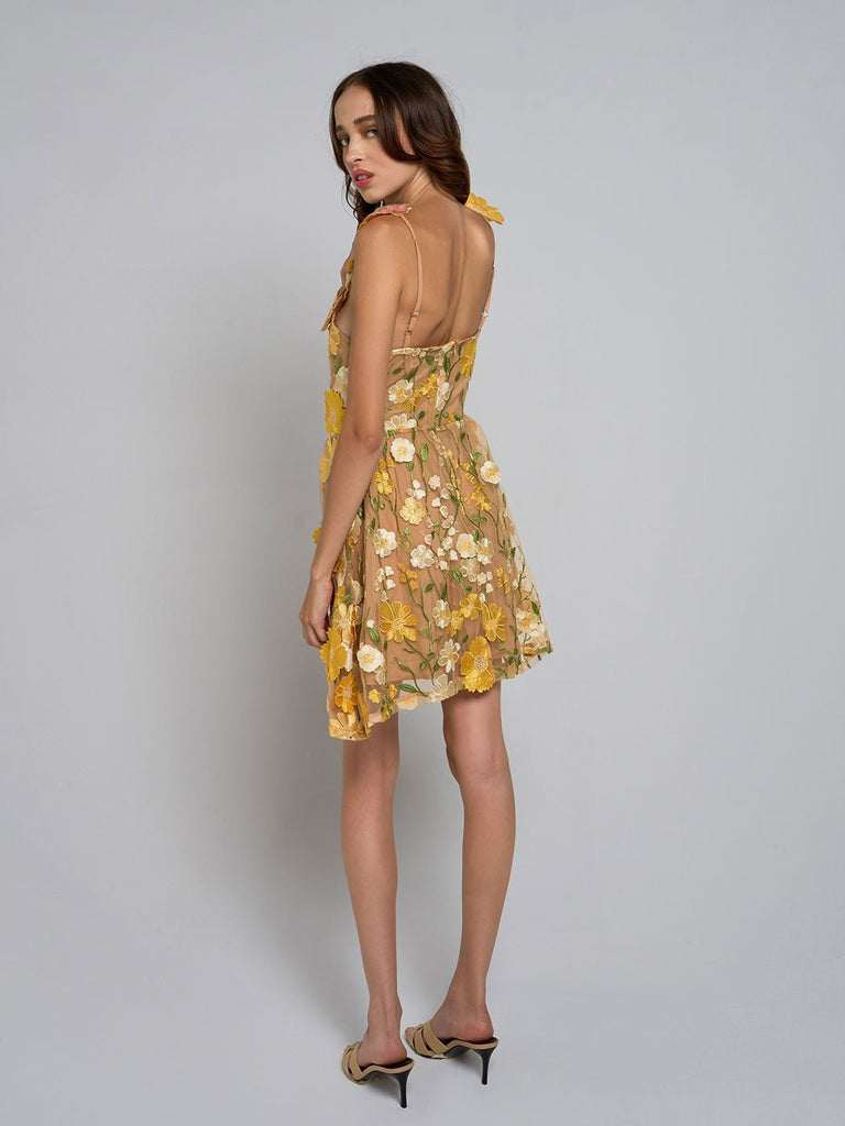 Liora Floral Strapped Flare Mini Dress - Stylish beautiful dress for special occasions | Buy Online