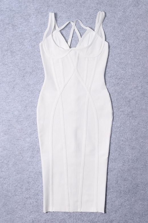 Shop  white dress - Perfect for special occasions | Lucy Bandage Midi Dress - White Pearl