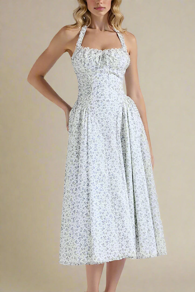 Stylish blue dress | Lynsie Midi Dress - Blue Floral - Ideal for special occasions