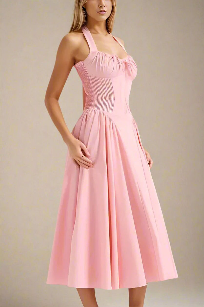 Lynsie Midi Dress - Blush Pink - Stylish pink dress for special occasions | Buy Online
