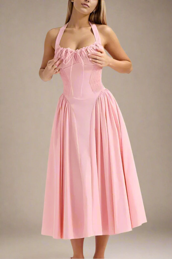 Lynsie Midi Dress - Blush Pink - Stylish pink dress for special occasions | Buy Online