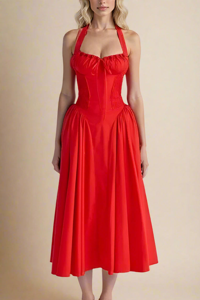 Stylish red dress | Lynsie Midi Dress - Lipstick Red - Ideal for special occasions