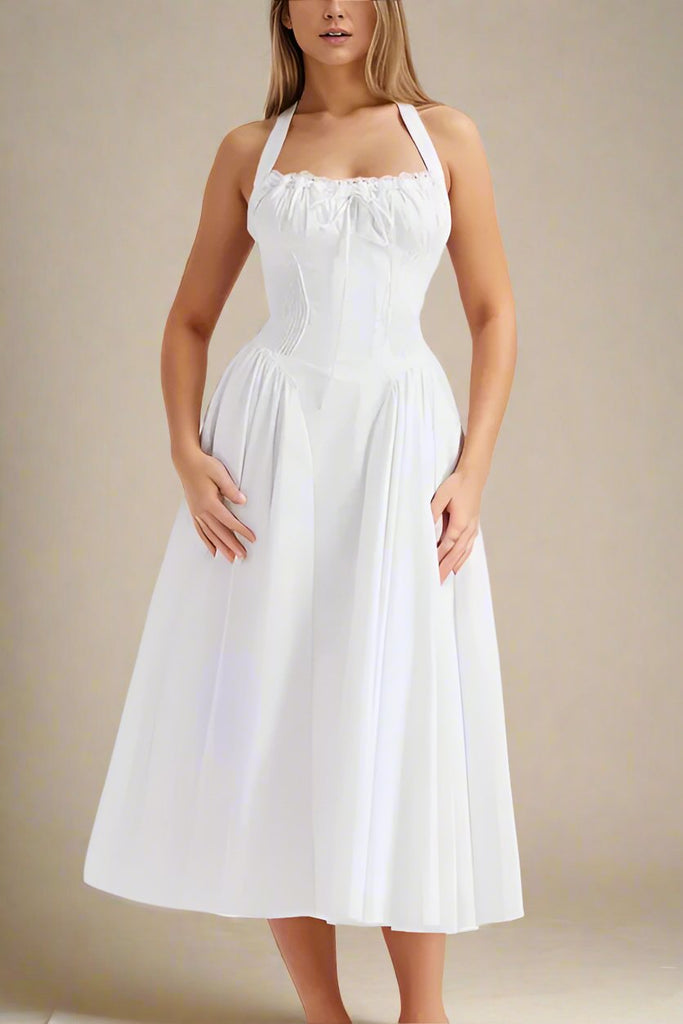 Stylish white dress | Lynsie Midi Dress - White Pearl - Ideal for special occasions