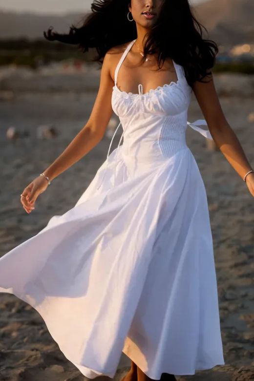 Lynsie Midi Dress - White Pearl - Stylish white dress for special occasions | Buy Online