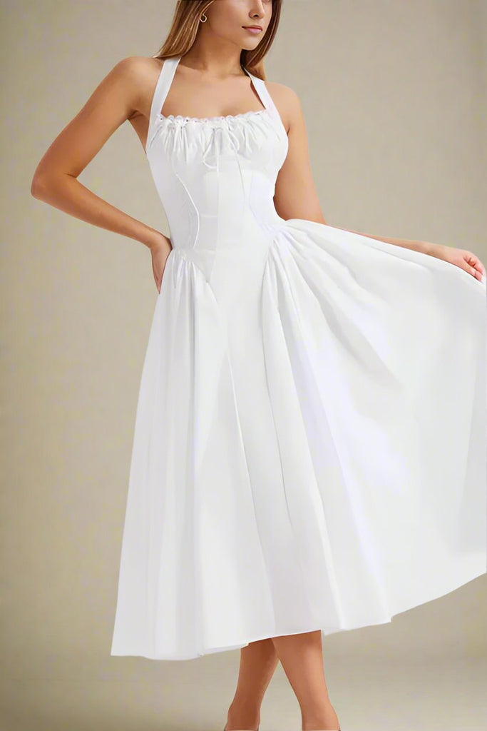 Shop  white dress - Perfect for special occasions | Lynsie Midi Dress - White Pearl