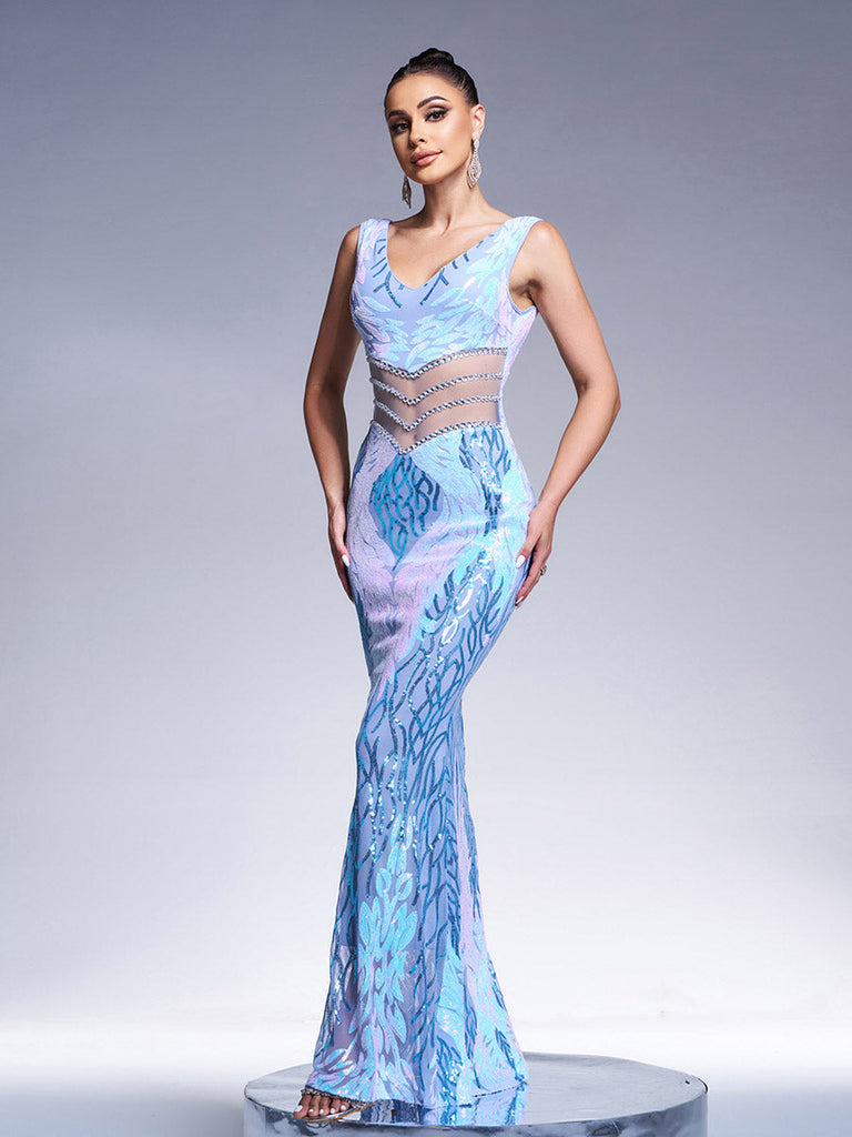 V-neck Sexy Sequin Mermaid Prom Dress - Sexy beautiful dress for special occasions | Buy Online