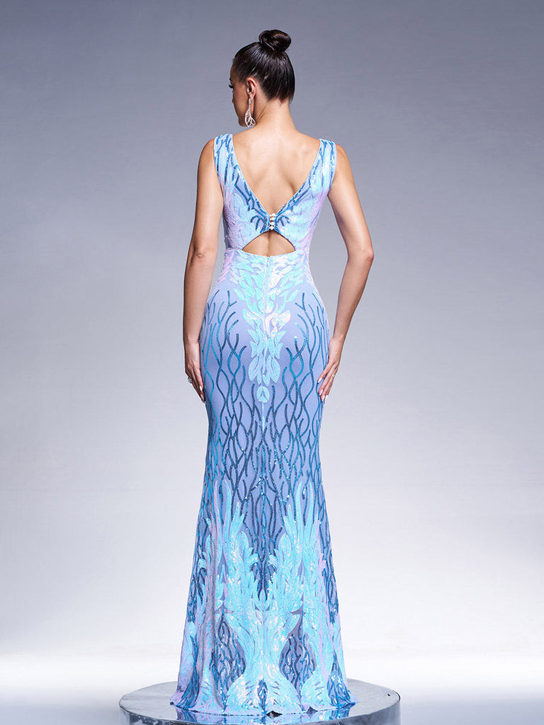 V-neck Sexy Sequin Mermaid Prom Dress - Sexy beautiful dress for special occasions | Buy Online