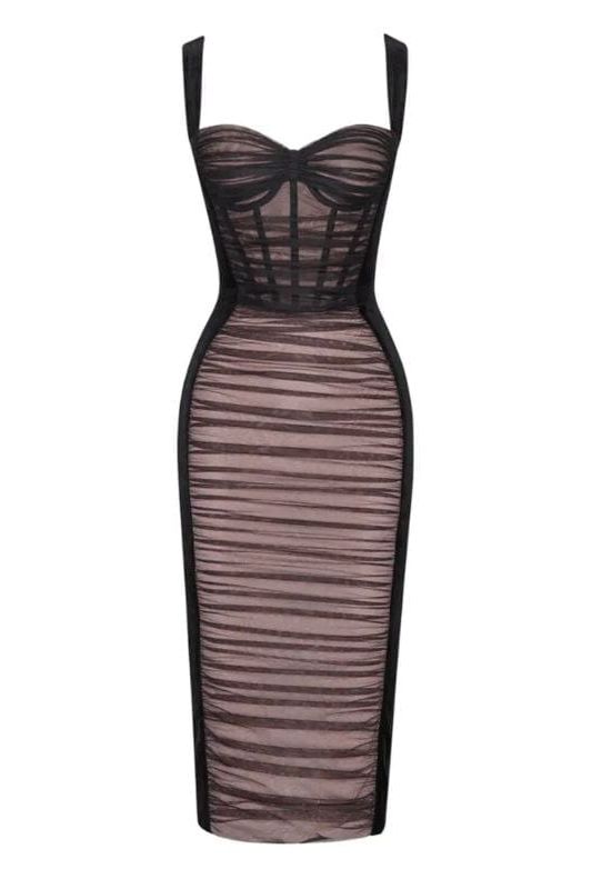 Stylish black dress | Marilyn Bodycon Wrap Midi Dress - Classic Black - Ideal for special occasions