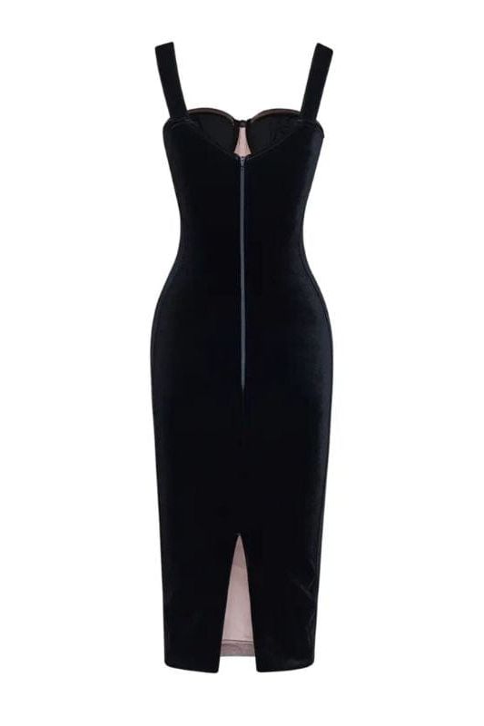 Marilyn Bodycon Wrap Midi Dress - Classic Black - Stylish black dress for special occasions | Buy Online