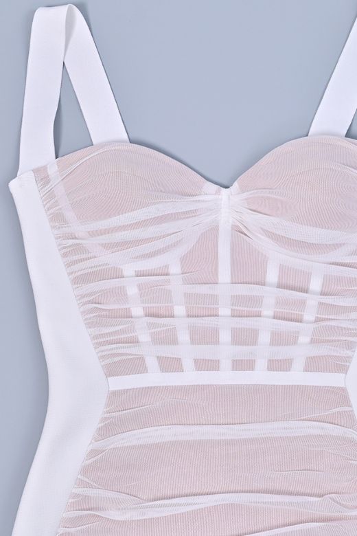 Marilyn Bodycon Wrap Midi Dress - White Pearl - Stylish white dress for special occasions | Buy Online