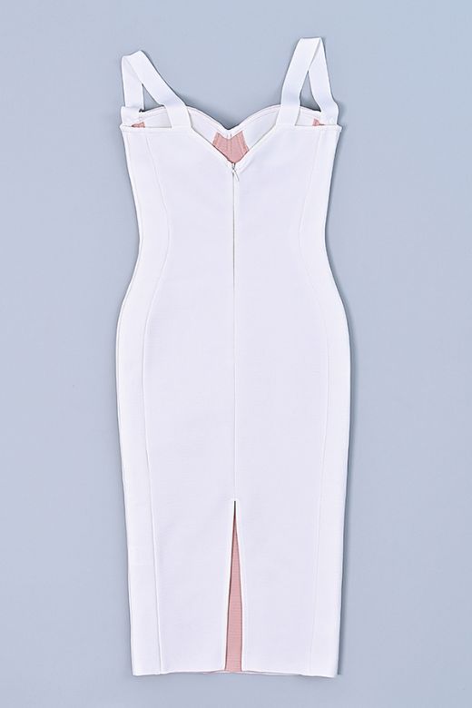 Shop  white dress - Perfect for special occasions | Marilyn Bodycon Wrap Midi Dress - White Pearl
