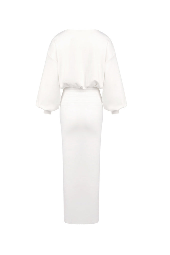 Stylish white dress | edith High elastic long hip maxi dress in white - Ideal for special occasions