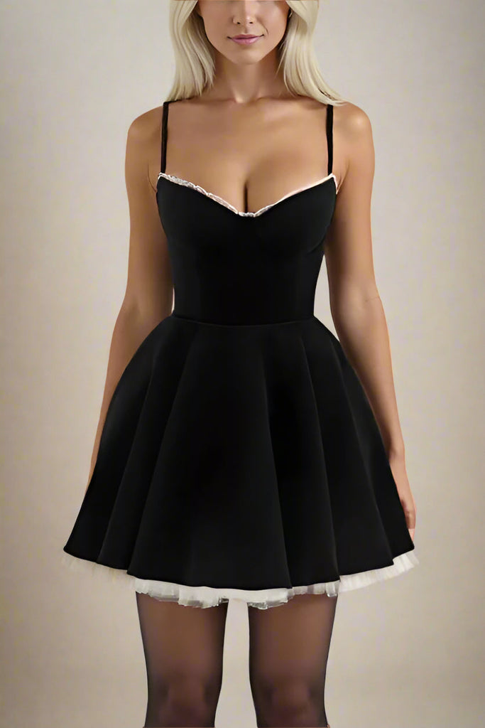 Mavis Mini Dress - Velvet Black - Stylish black dress for special occasions | Buy Online