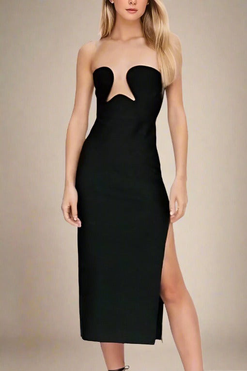 Mika Bodycon Midi Dress - Classic Black - Stylish black dress for special occasions | Buy Online
