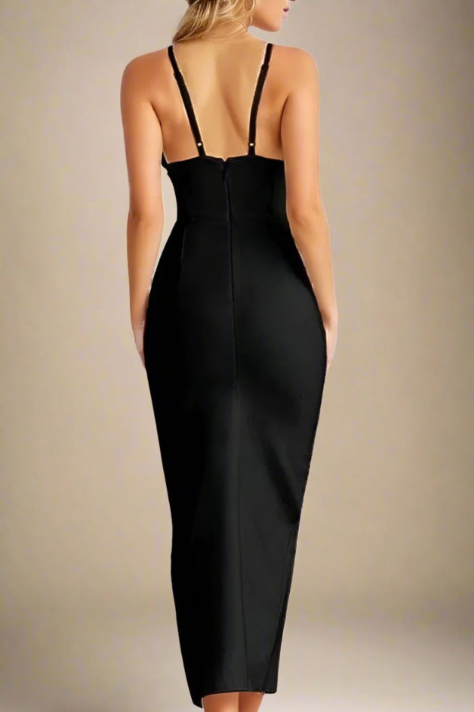 Milan Bandage Midi Dress - Classic Black - Stylish black dress for special occasions | Buy Online