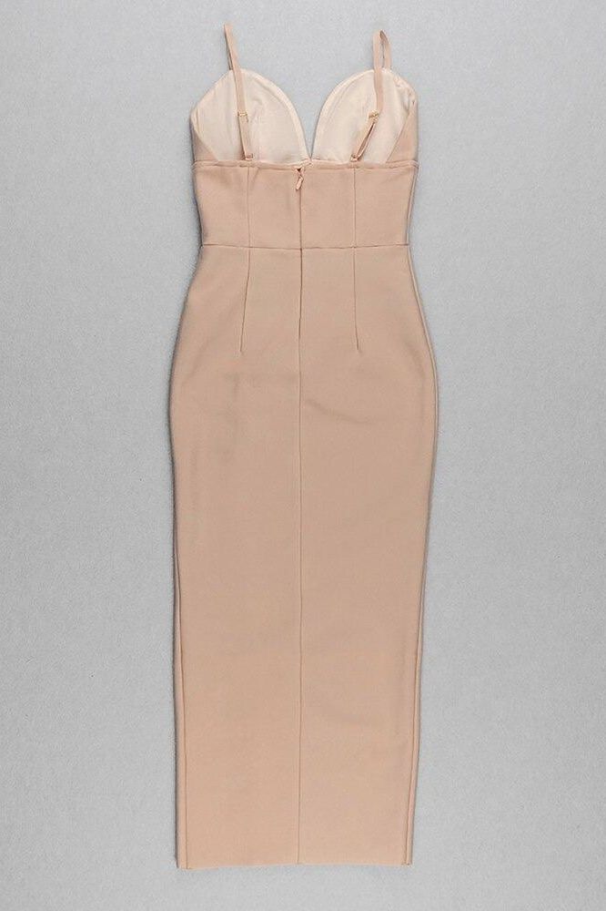 Stylish beautiful dress | Milan Bandage Midi Dress - Nude - Ideal for special occasions