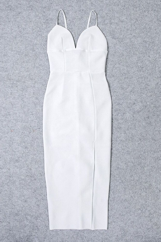 Milan Bandage Midi Dress - White Pearl - Stylish white dress for special occasions | Buy Online
