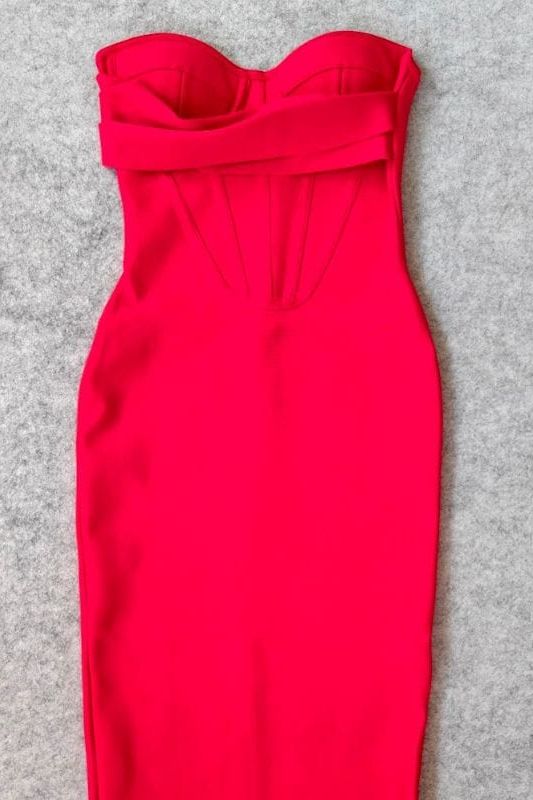 Miles Bodycon Midi Dress - Lipstick Red - Stylish red dress for special occasions | Buy Online